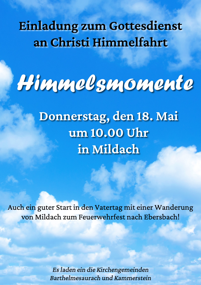 Gottesdienst an Christi Himmelfahrt in Mildach